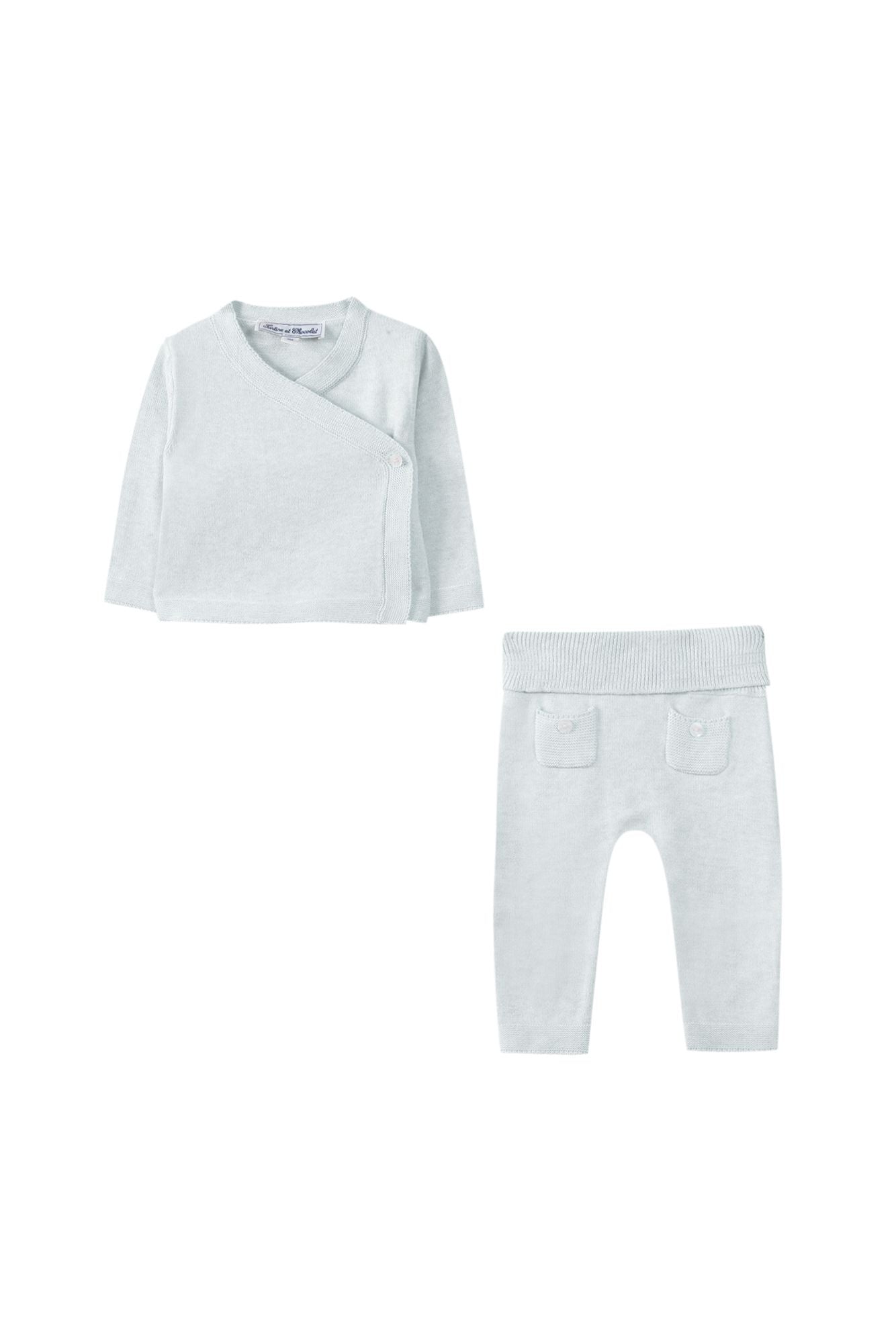 Tartine Et Chocolat Boys Sky Blue Cotton Knit Two Piece Tartine Et Chocolat Boys Sky Blue Cotton Knit Two Piece