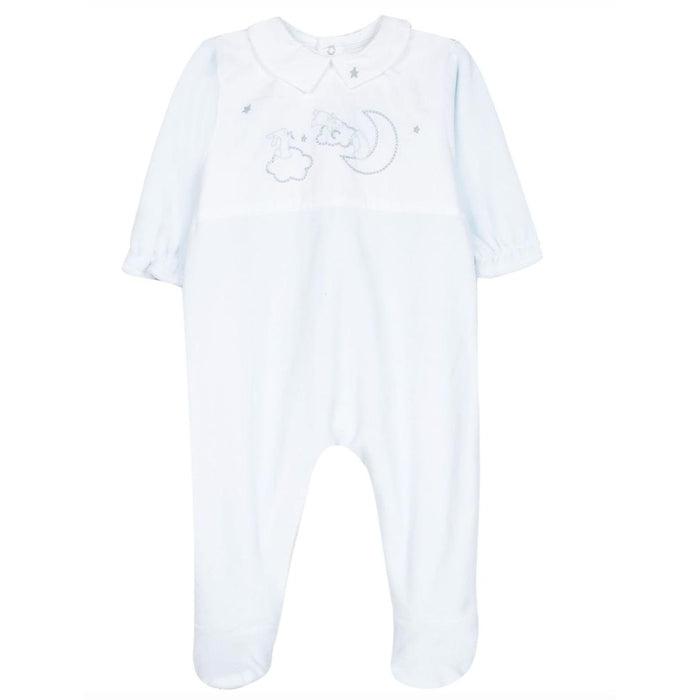 Tartine Et Chocolat Boys Sky Blue Velour Babygrow Tartine Et Chocolat Boys Sky Blue Velour Babygrow