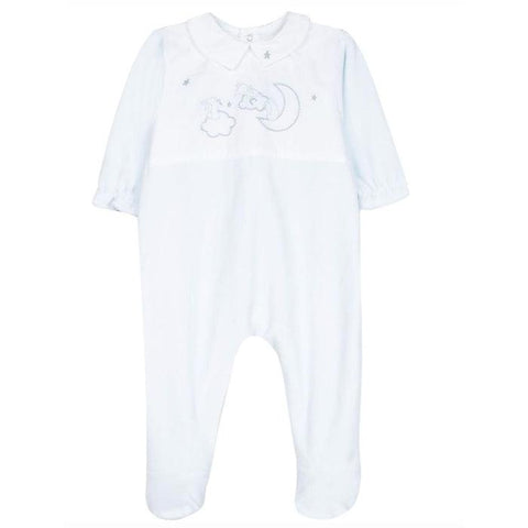 Tartine Et Chocolat Boys Sky Blue Velour Babygrow Tartine Et Chocolat Boys Sky Blue Velour Babygrow