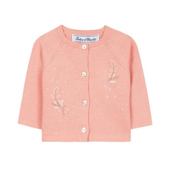 Tartine Et Chocolat Girls Embroidered Peony Cardigan Tartine Et Chocolat Girls Embroidered Peony Cardigan
