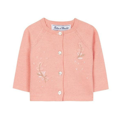 Tartine Et Chocolat Girls Embroidered Peony Cardigan Tartine Et Chocolat Girls Embroidered Peony Cardigan