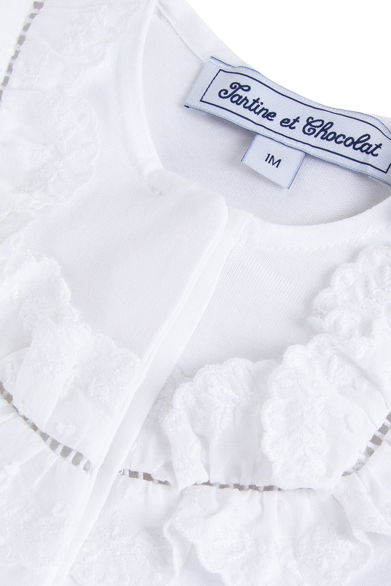 Tartine Et Chocolat Girls White Frill Babygrow Tartine Et Chocolat Girls White Frill Babygrow