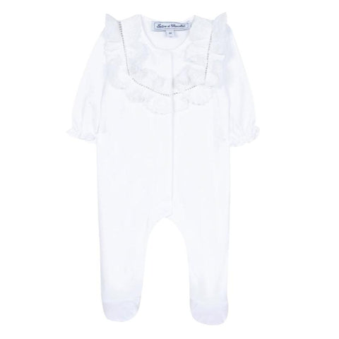 Tartine Et Chocolat Girls White Frill Babygrow Tartine Et Chocolat Girls White Frill Babygrow