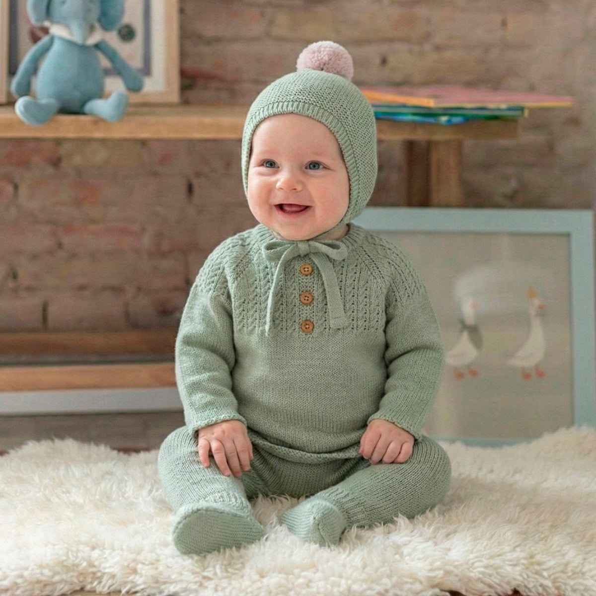 Mac Ilusion Boys Sage Green Knitted Set