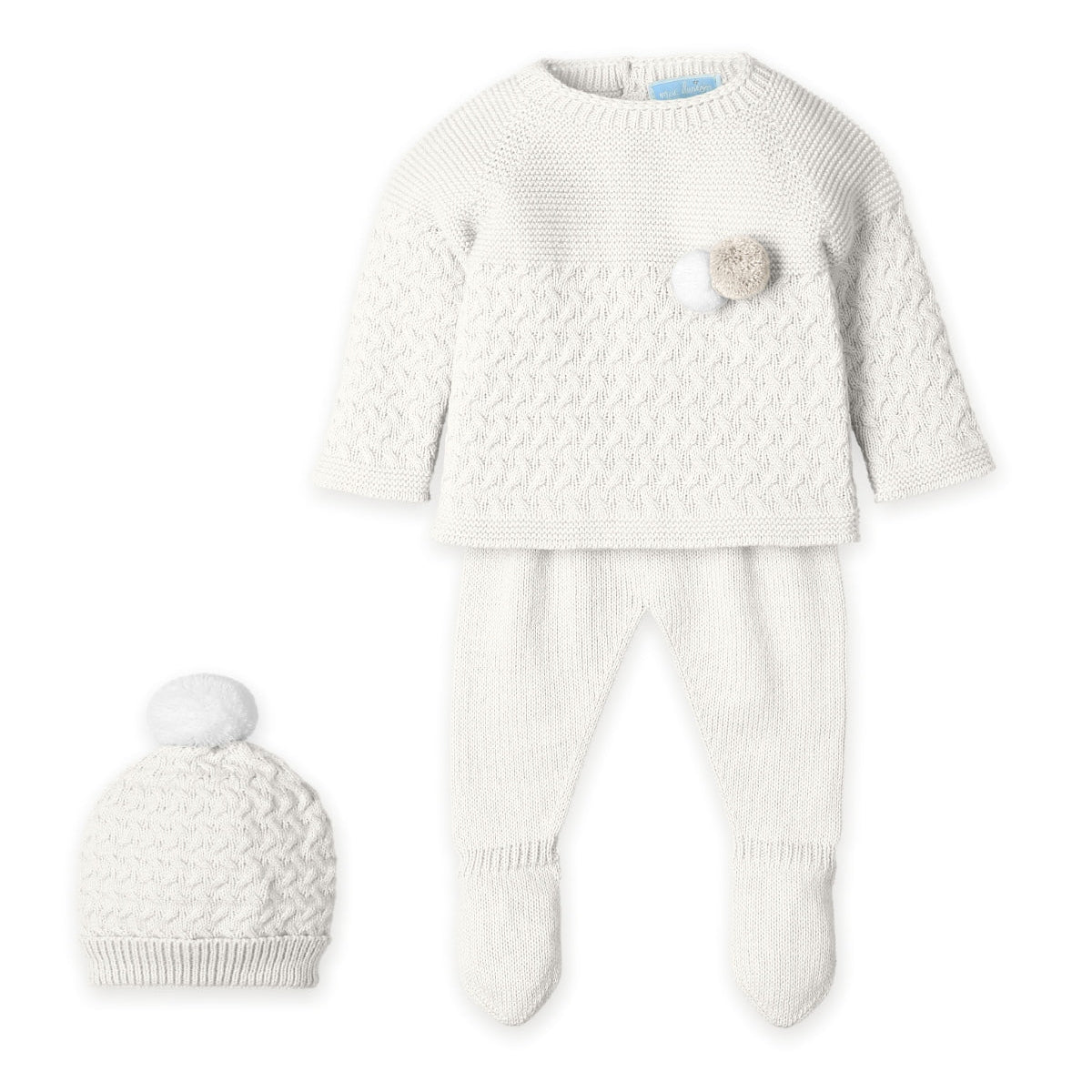 Mac Ilusion Boys White Knitted Pom Pom Set