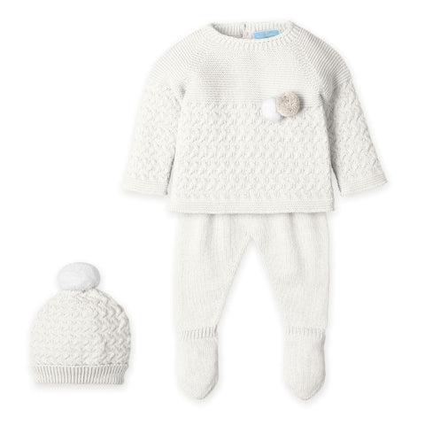 Mac Ilusion Boys White Knitted Pom Pom Set