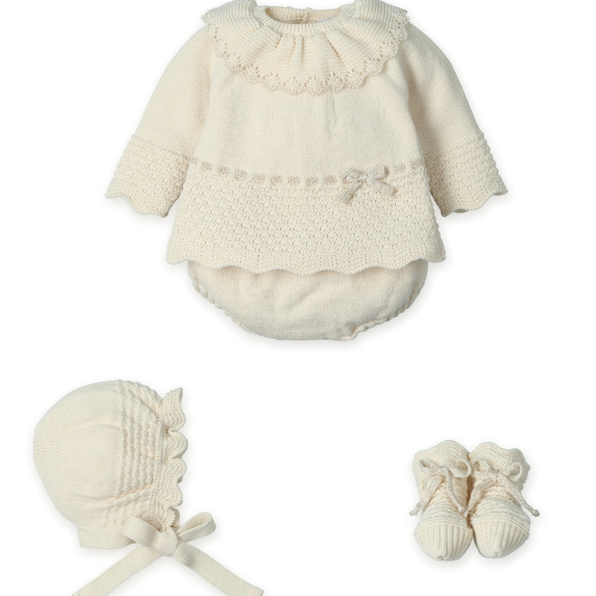 Mac Ilusion Baby Girls Cream Knitted Set