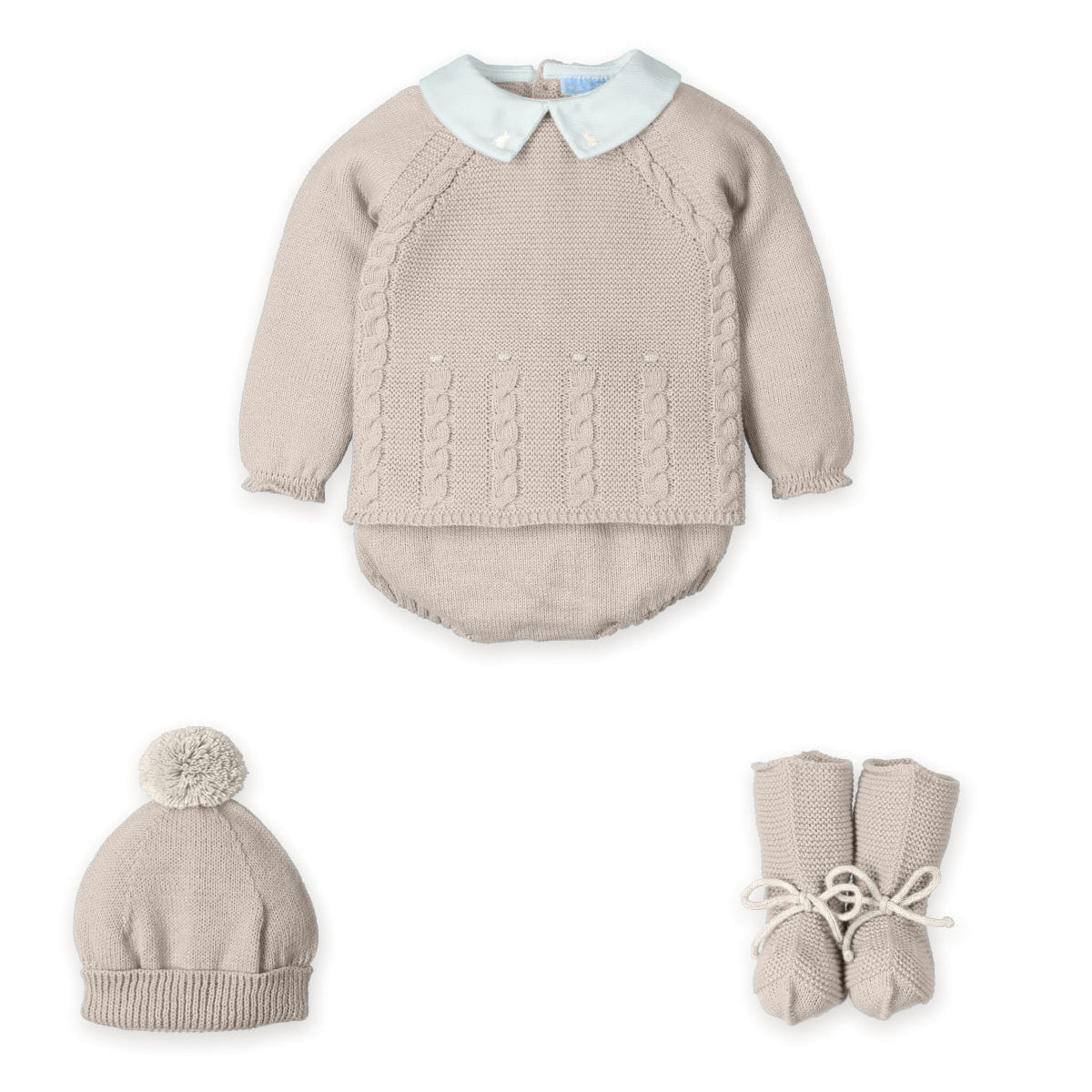 Mac Ilusion Boys Beige Knitted Short Set