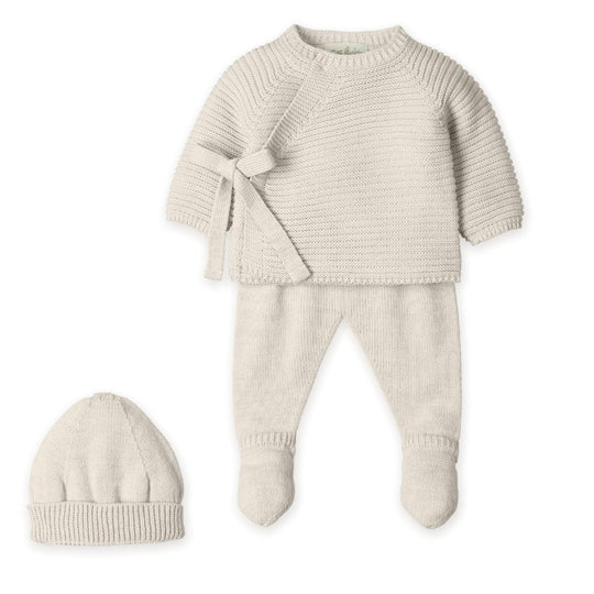 Boys Cream Wrap Over Knitted Set