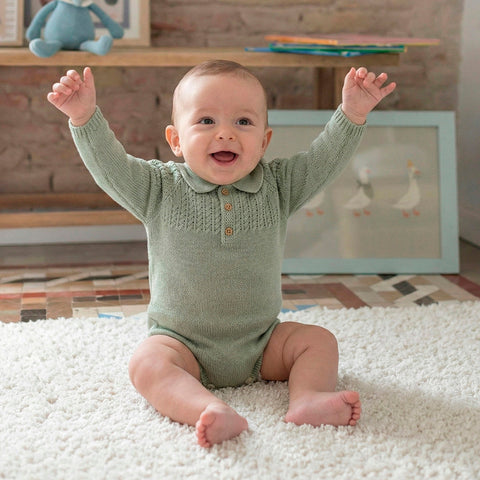 Mac Ilusion Boys Sage Green Knitted Romper