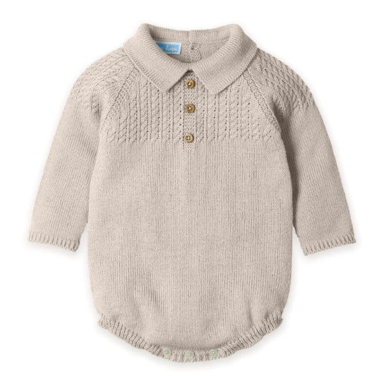 Boys Beige Knitted Romper