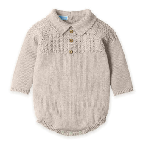 Boys Beige Knitted Romper