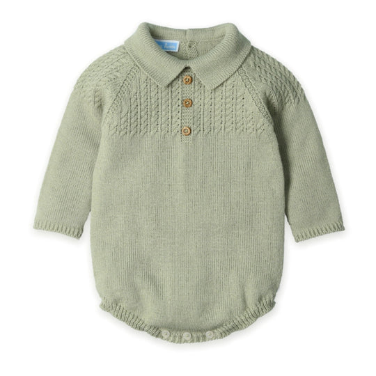 Boys Sage Green Knitted Romper
