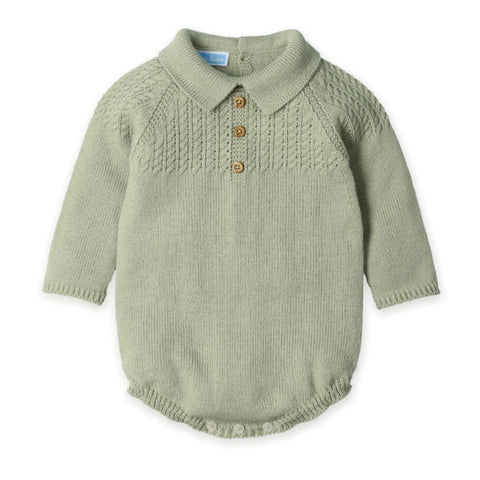 Mac Ilusion Boys Sage Green Knitted Romper