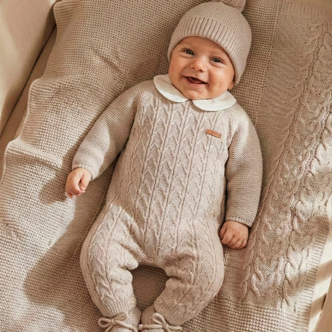 Mac Ilusion Boys Beige Knitted Babygrow