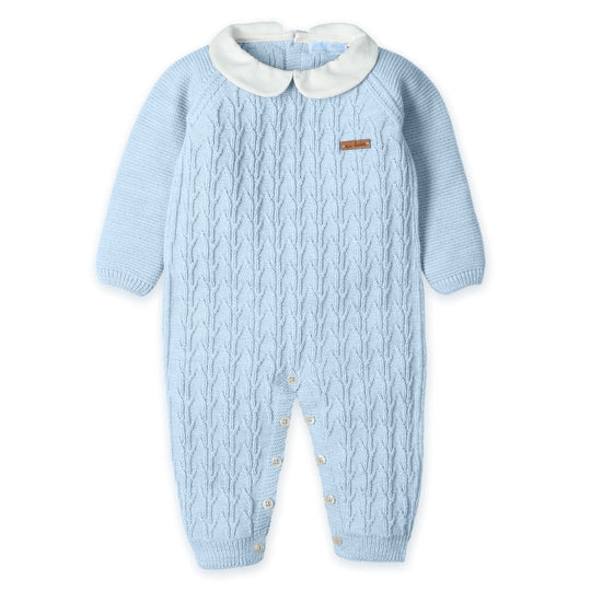 Boys Blue Knitted Babygrow