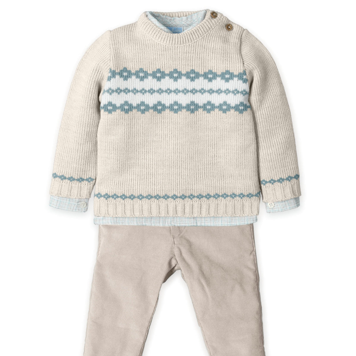Mac Ilusion Boys Beige Fairisle Knitted Set