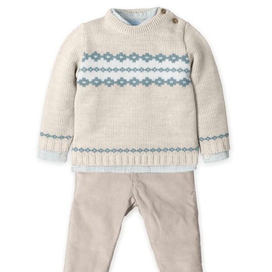 Boys Beige Fairisle Knitted Set