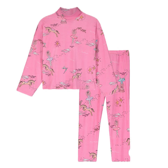 Girls Pink Ballerina Legging Set