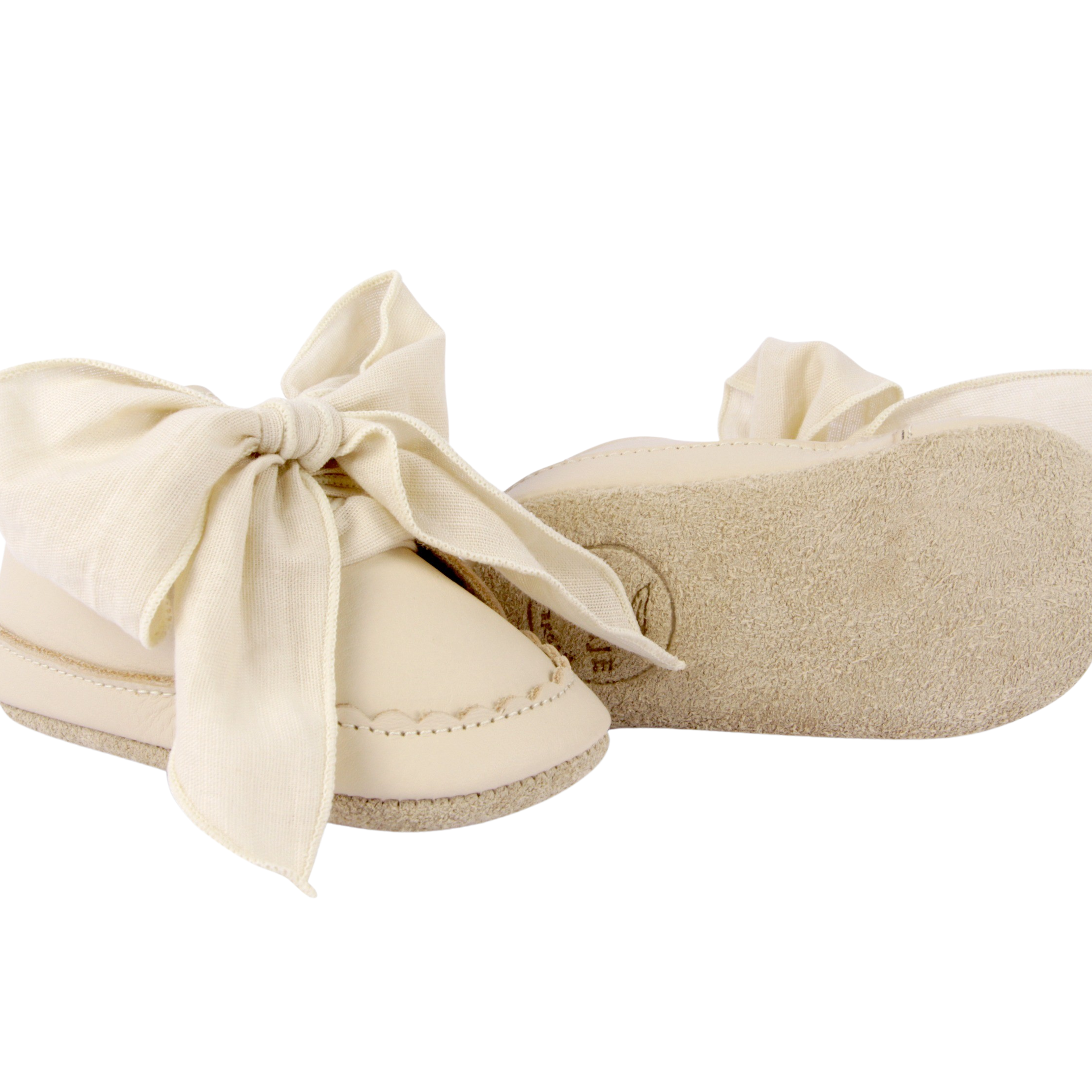 Donsje Baby Girls Cream Leather Bow Shoe