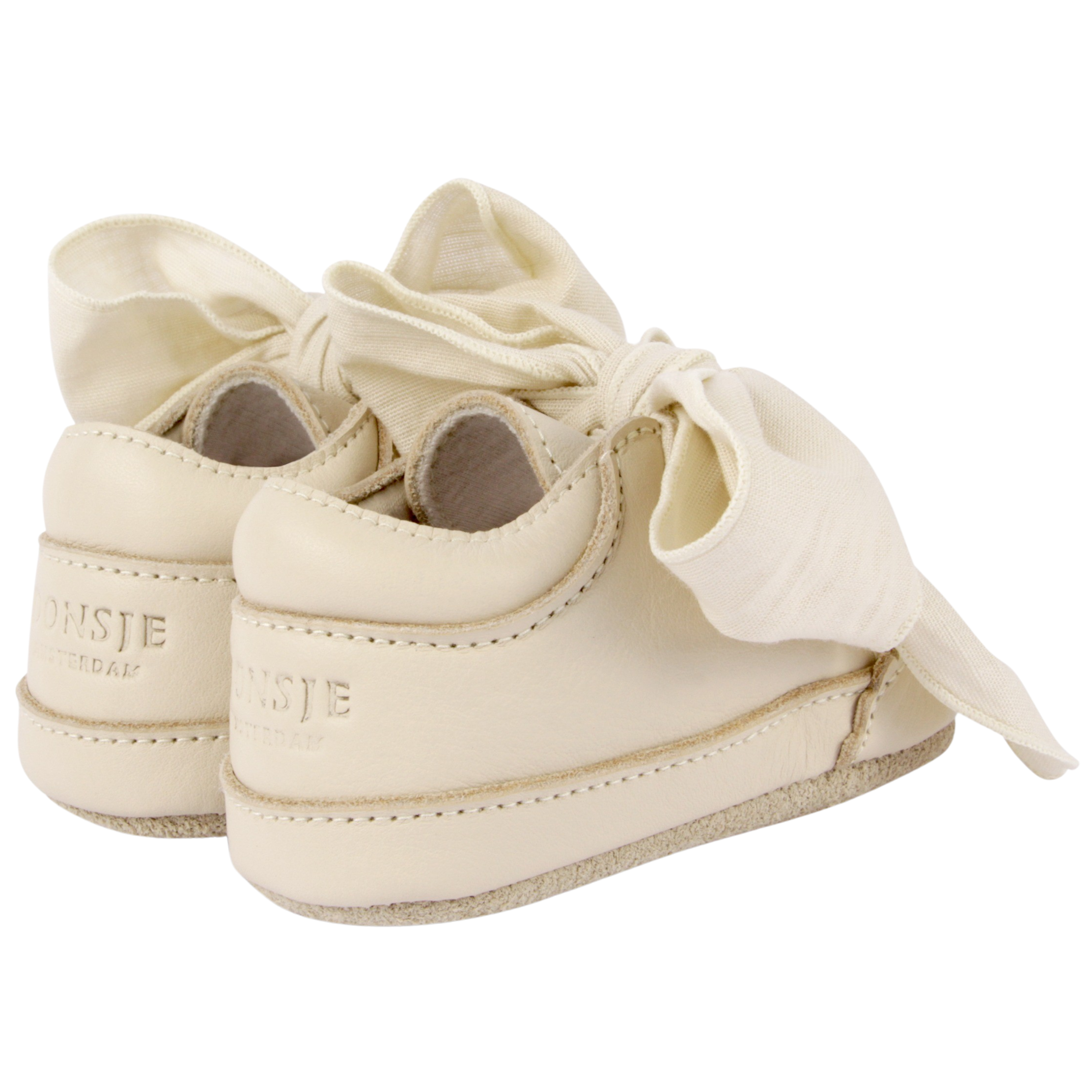 Donsje Baby Girls Cream Leather Bow Shoe