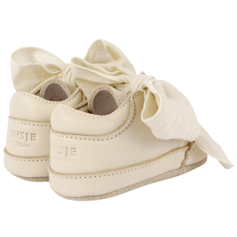 Donsje Baby Girls Cream Leather Bow Shoe