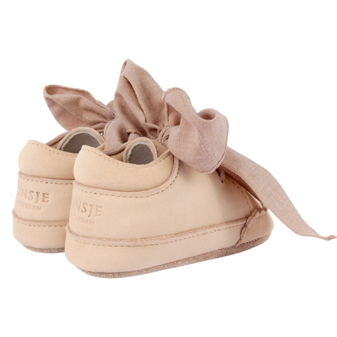 Donsje Baby Girls Pink Leather Bow Shoe