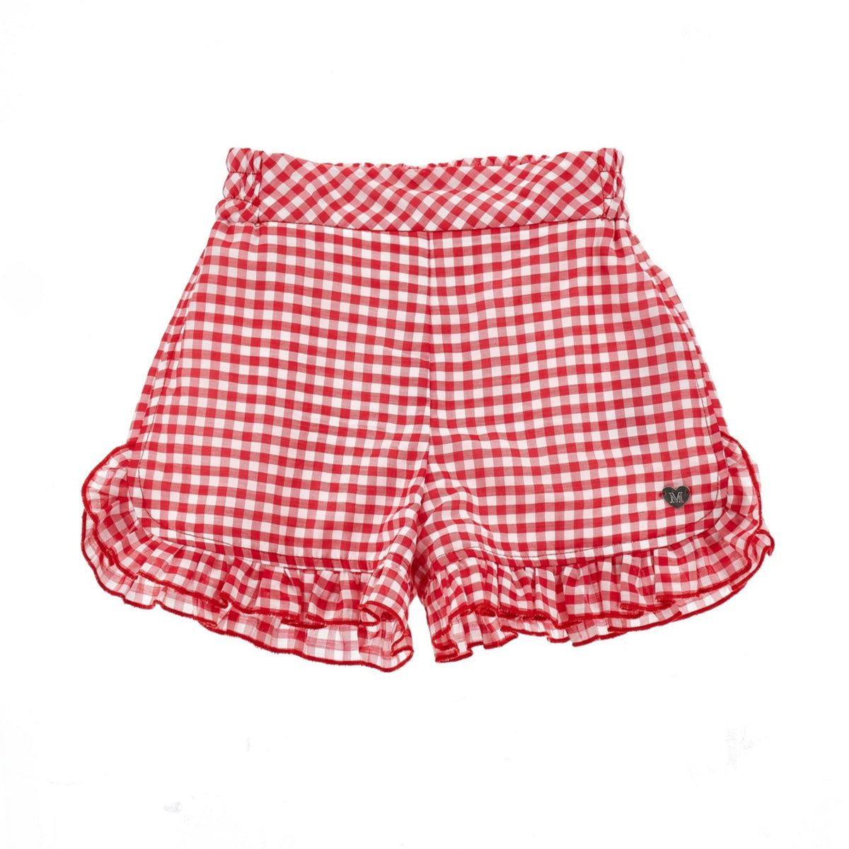 Monnalisa Girls Red Gingham Shorts