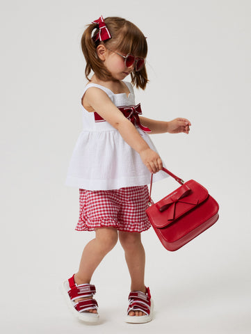 Monnalisa Girls Red Gingham Shorts