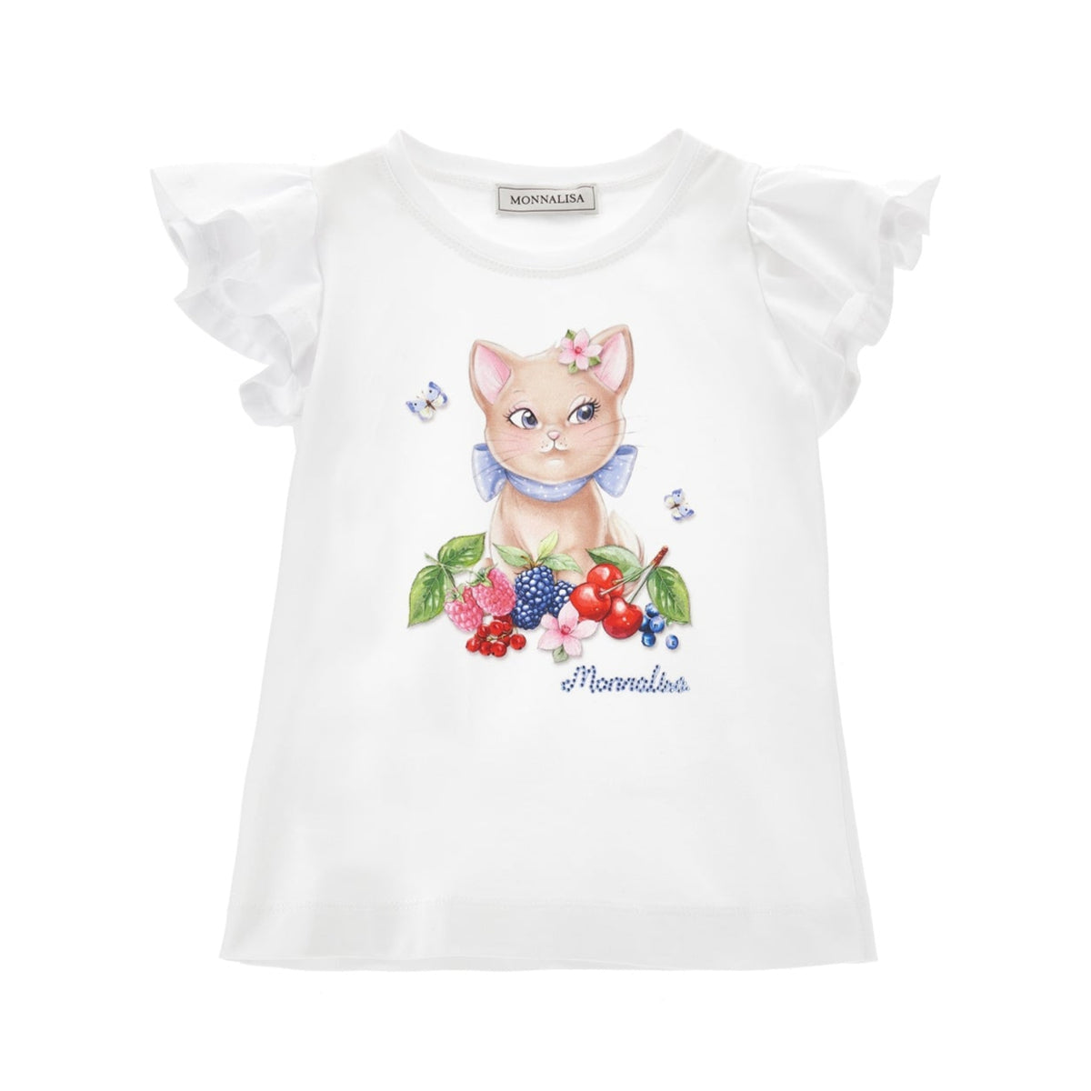 Monnalisa Girls White Fruits T-Shirt