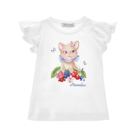 Girls White Fruits T-Shirt