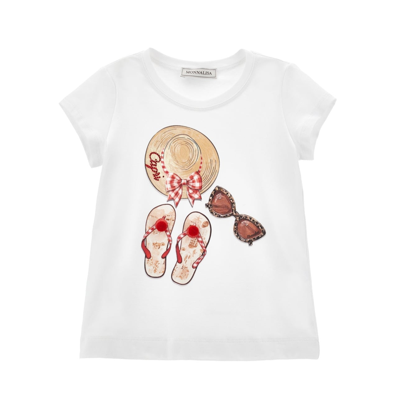 Monnalisa Girls Red & White T-Shirt