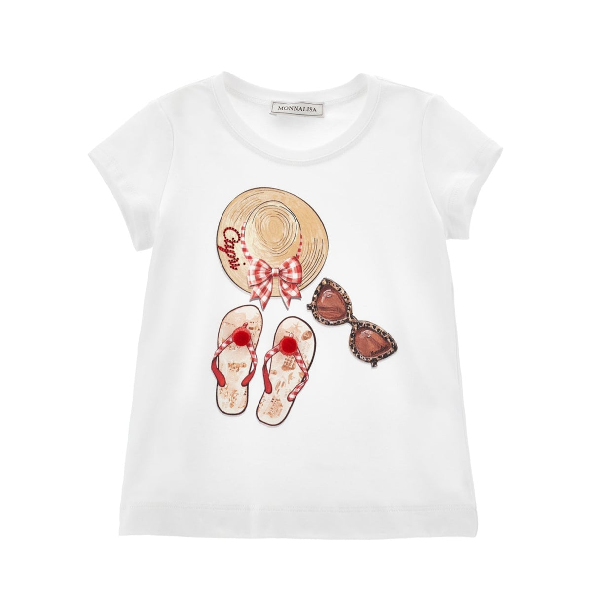 Monnalisa Girls Red & White T-Shirt