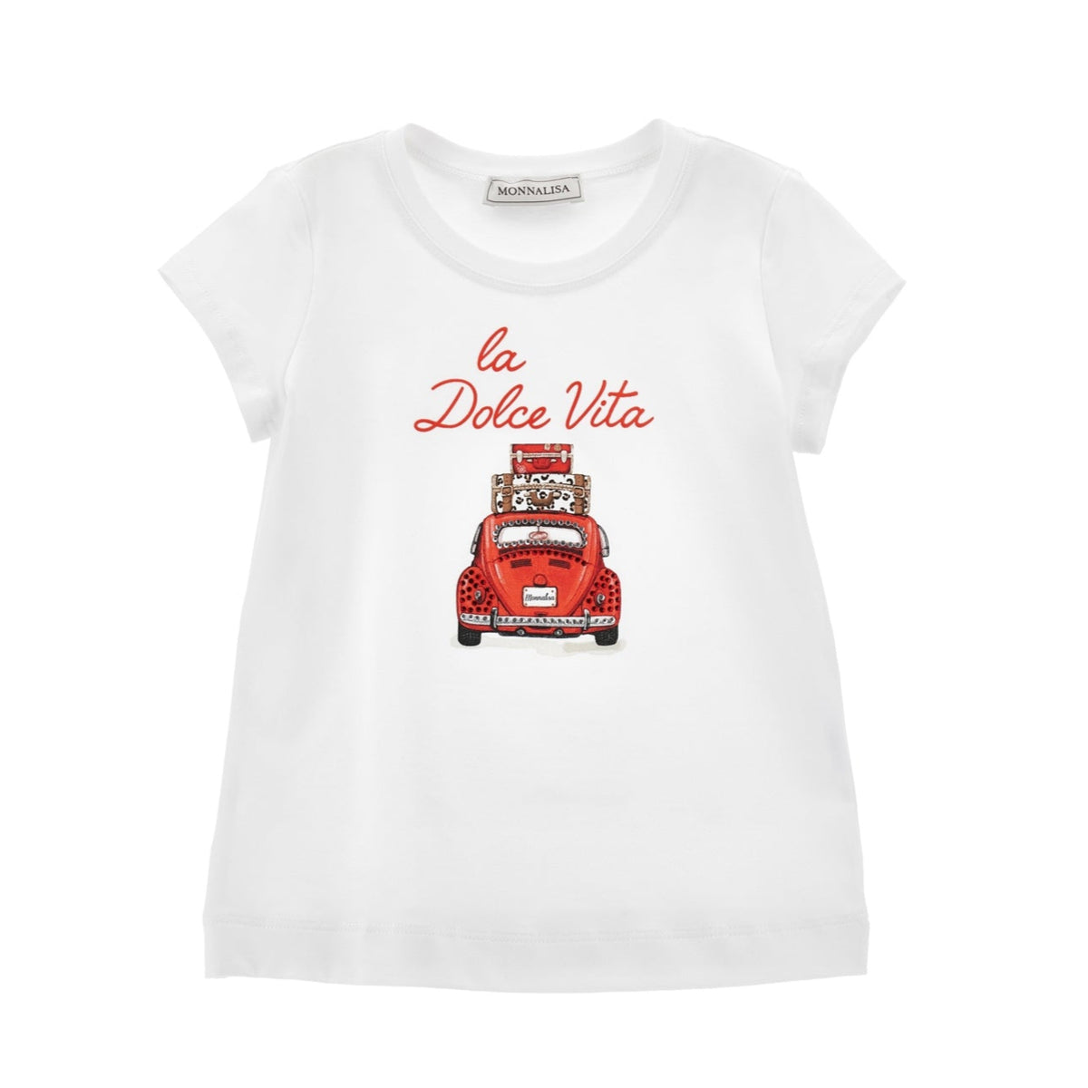 Monnalisa Girls White Car T-Shirt