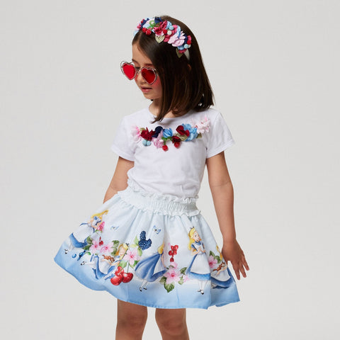 Monnalisa Girls White Alice in Wonderland Skirt