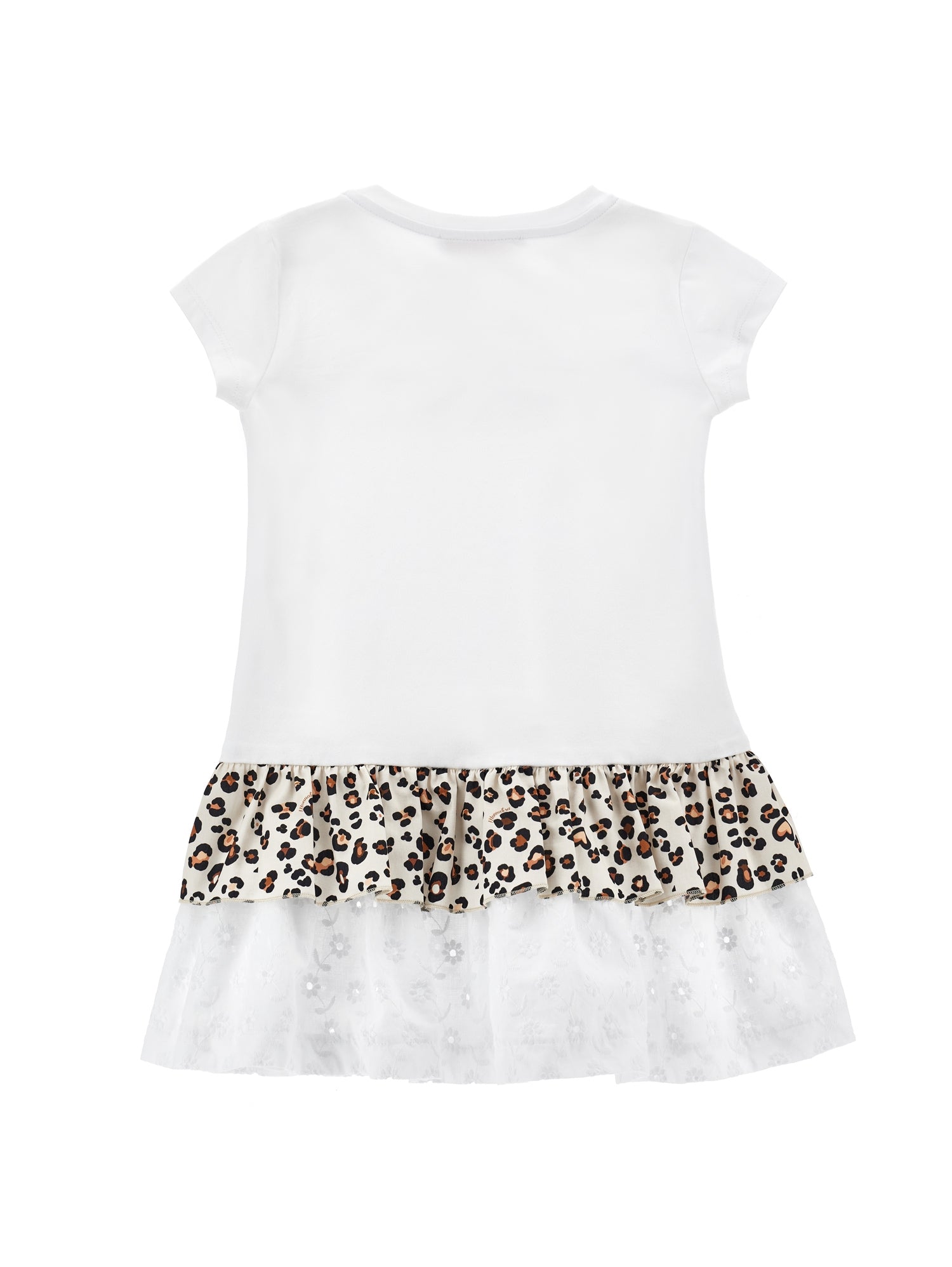 Monnalisa Girls White Leopard Print Frill Dress