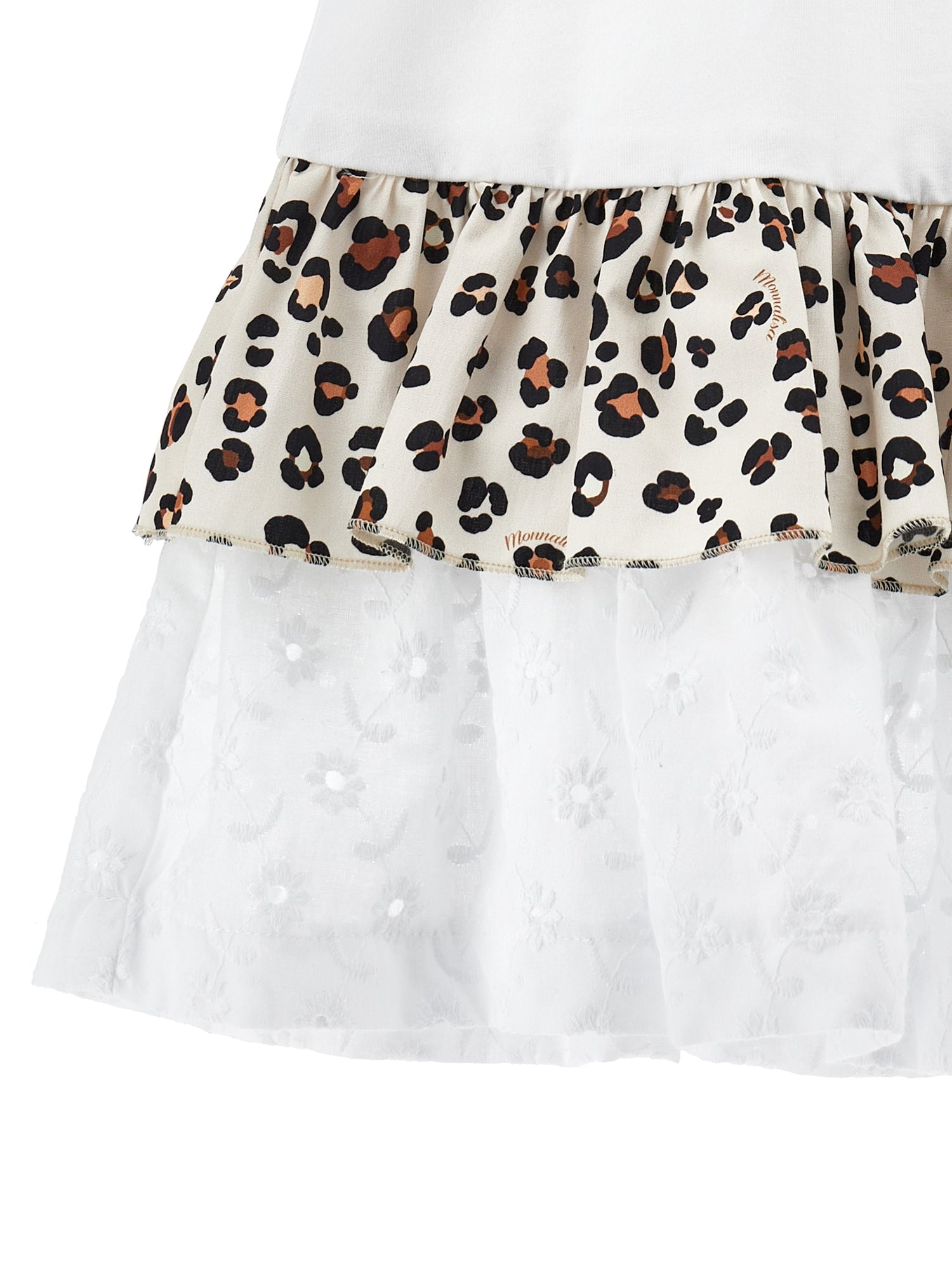 Monnalisa Girls White Leopard Print Frill Dress