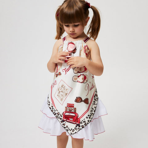 Monnalisa Girls White Frill Dress