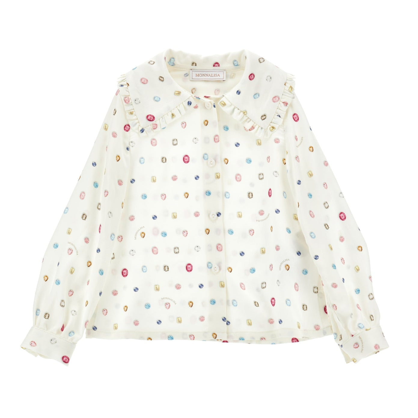 Monnalisa Girls Cream Jewelled Shirt