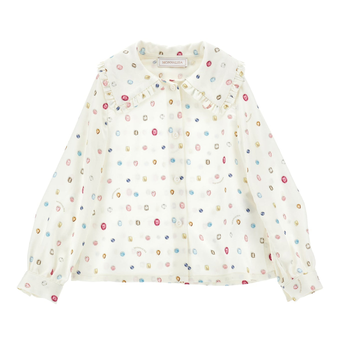 Monnalisa Girls Cream Jewelled Shirt