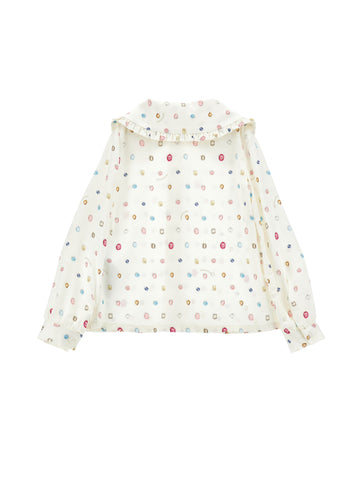 Monnalisa Girls Cream Jewelled Shirt