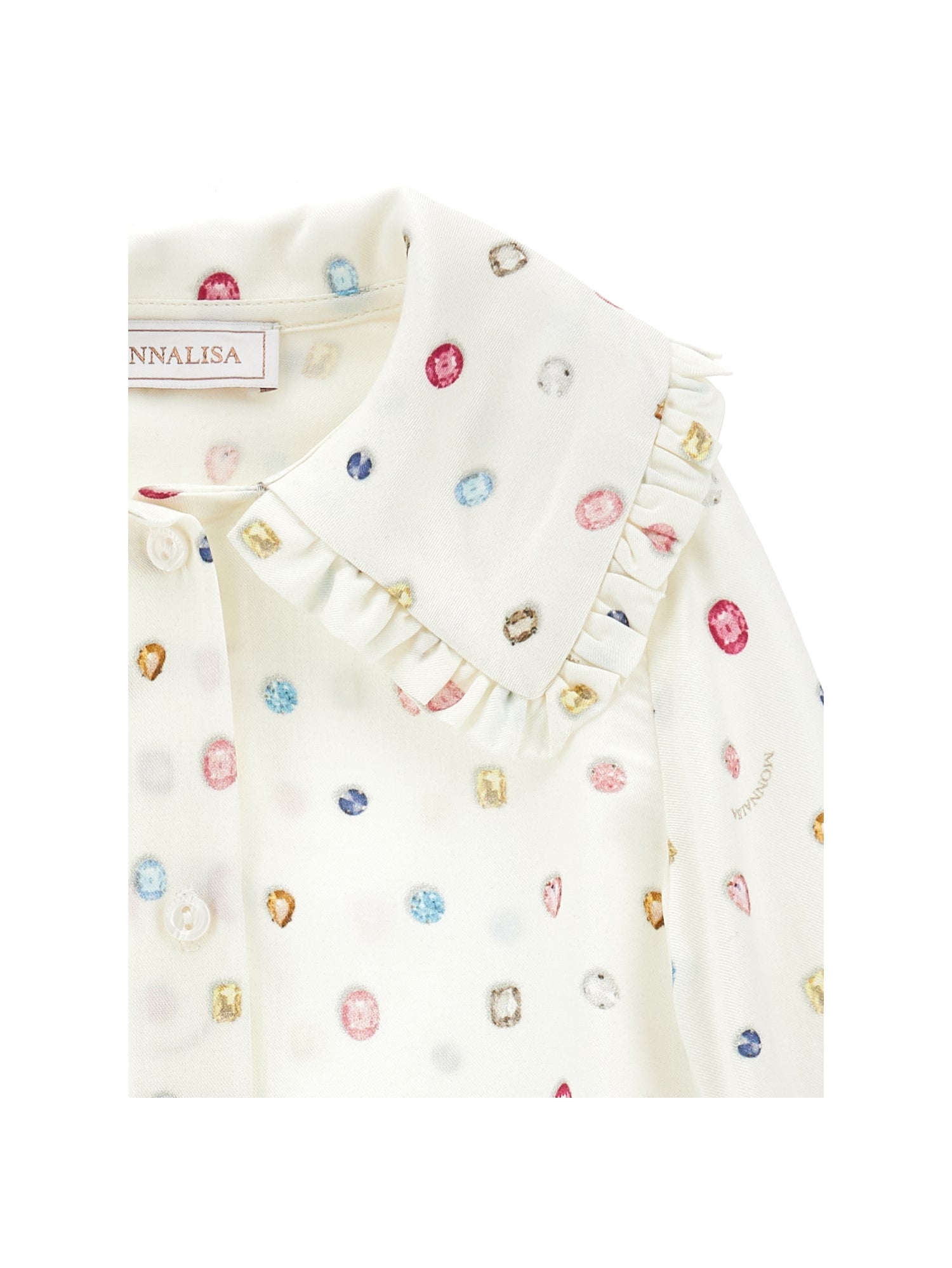 Monnalisa Girls Cream Jewelled Shirt