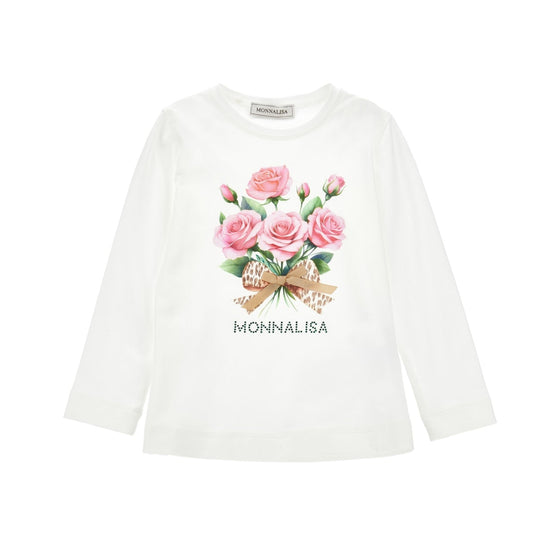 Girls Cream Flower T-Shirt