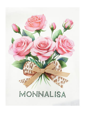 Monnalisa Girls Cream Flower T-Shirt