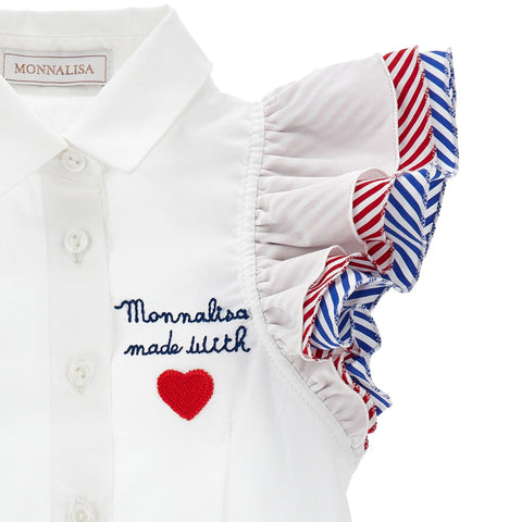 Monnalisa Girls White Frill Shirt
