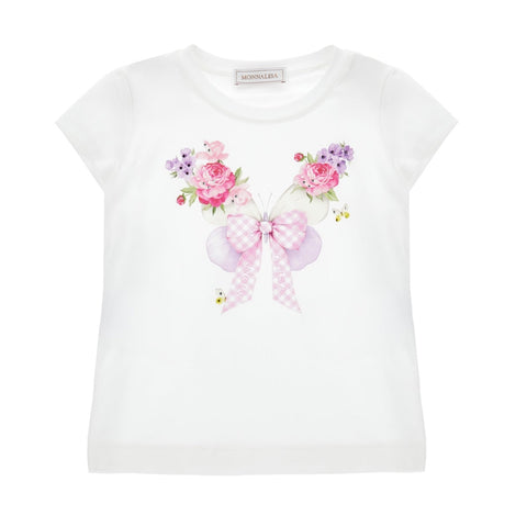 Monnalisa Girls Pink Butterfly Short Set