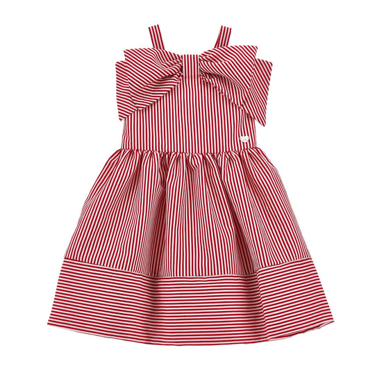 Girls White And Red Bow Dress