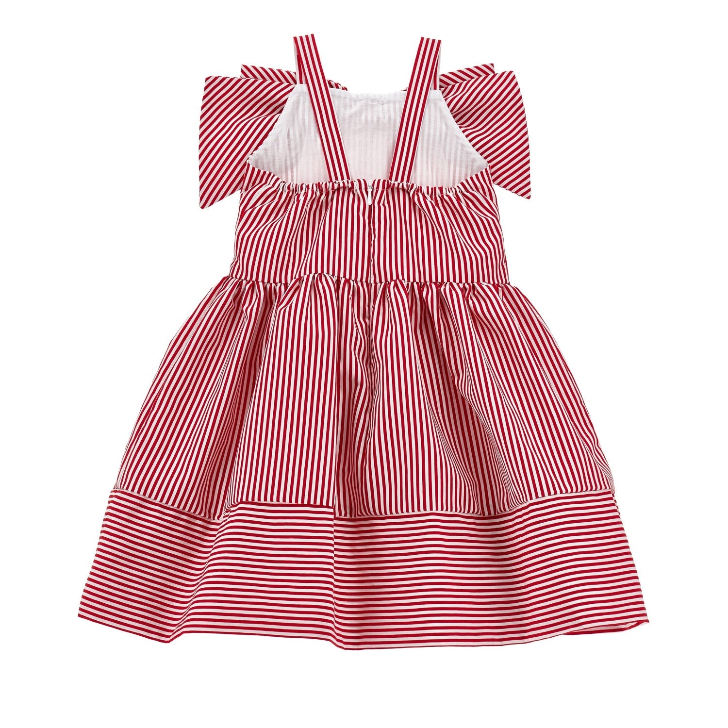 Girls White And Red Bow Dress