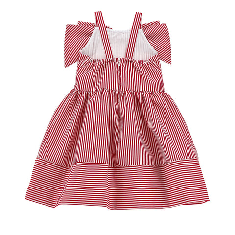 Monnalisa Girls White And Red Bow Dress