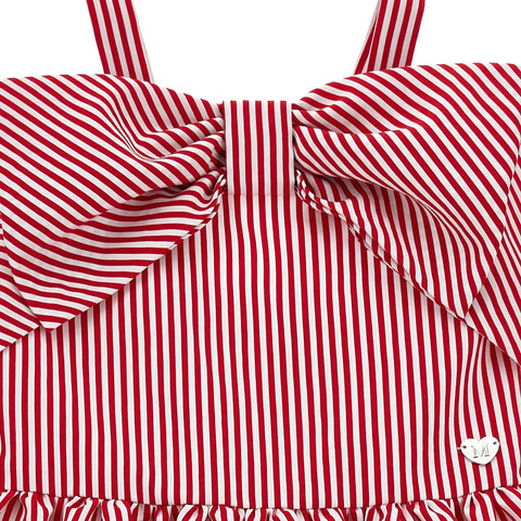 Monnalisa Girls White And Red Bow Dress